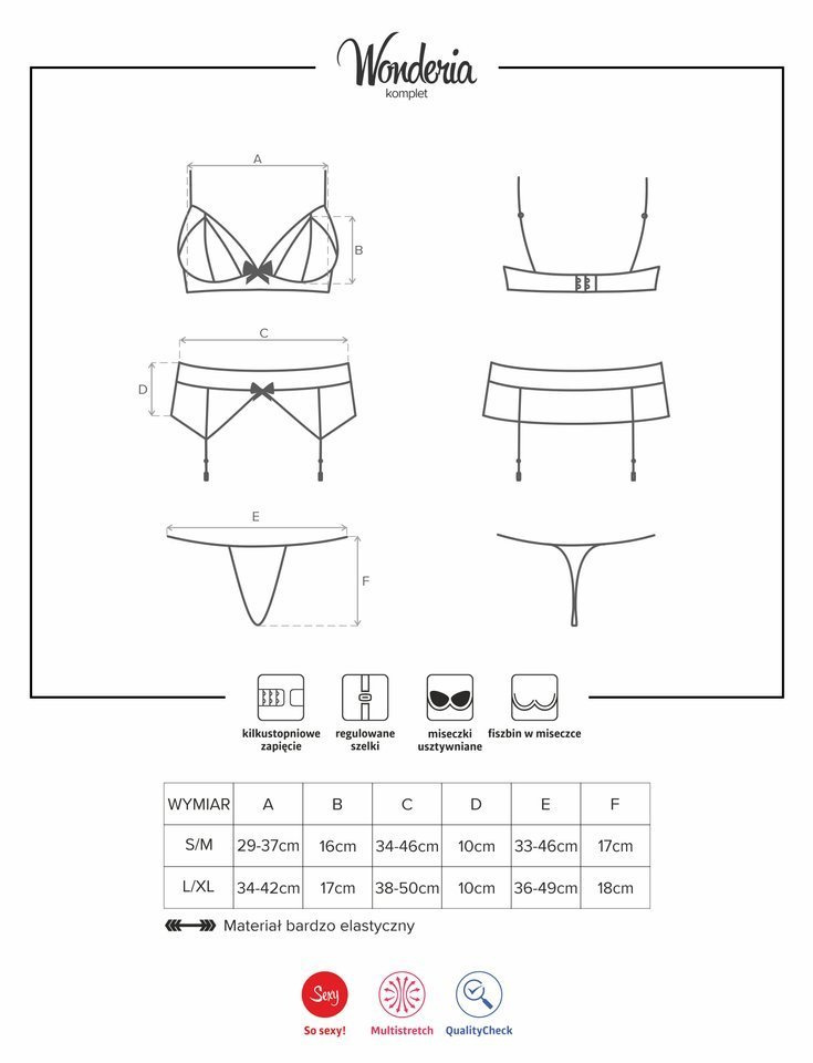 Kuszący Komplet- Obsessive Wonderia S/M