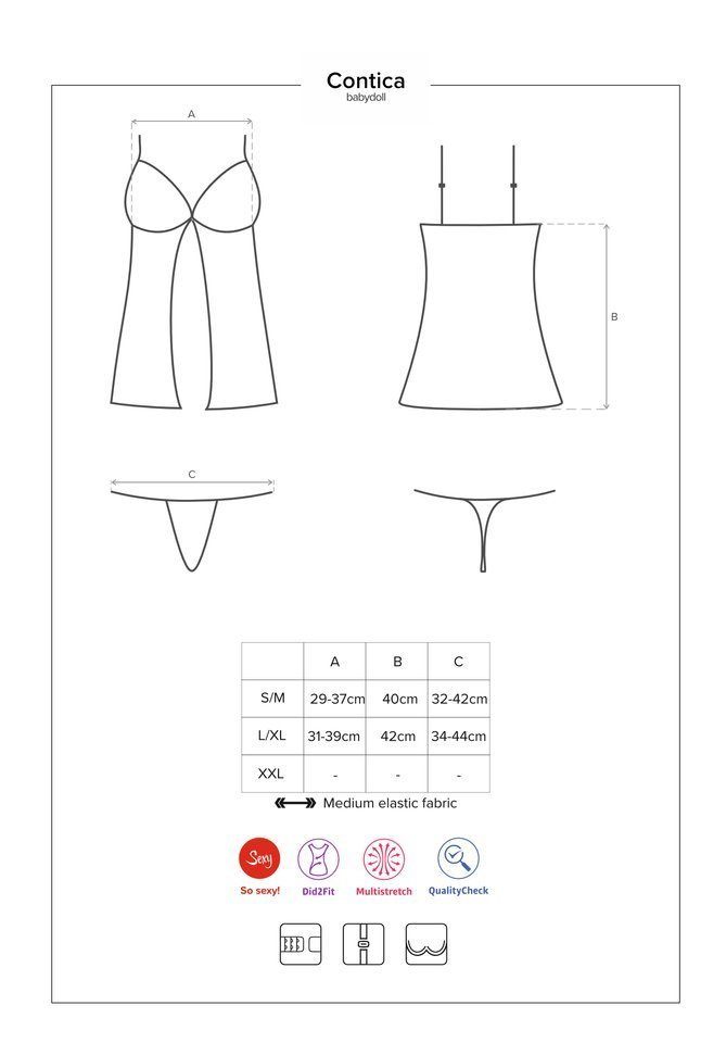 Prześwitująca Babydoll - Obsessive Contica L/XL