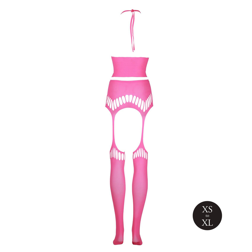 Sexy Komplet Rajstopy i Top Ouch! 838 Pink NEON XL/4XL