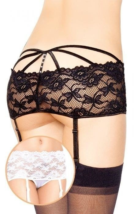 Biały Pas do Pończoch i Stringi SoftLine 3314 S/M