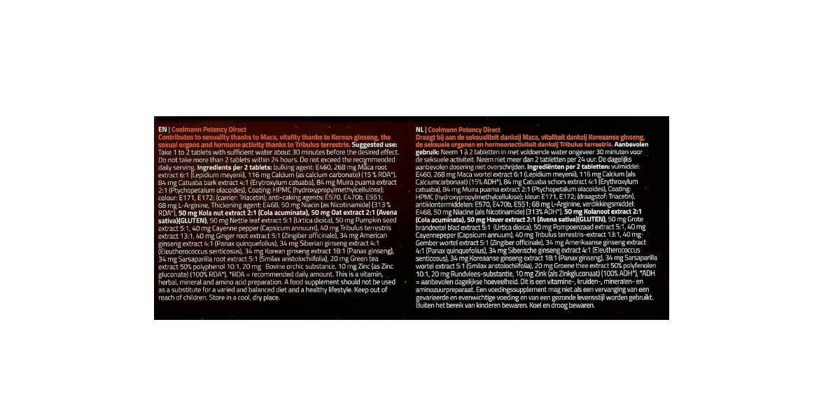 Tabletki Erekcyjne - Coolmann Potency Direct For Men 16 Tabletek