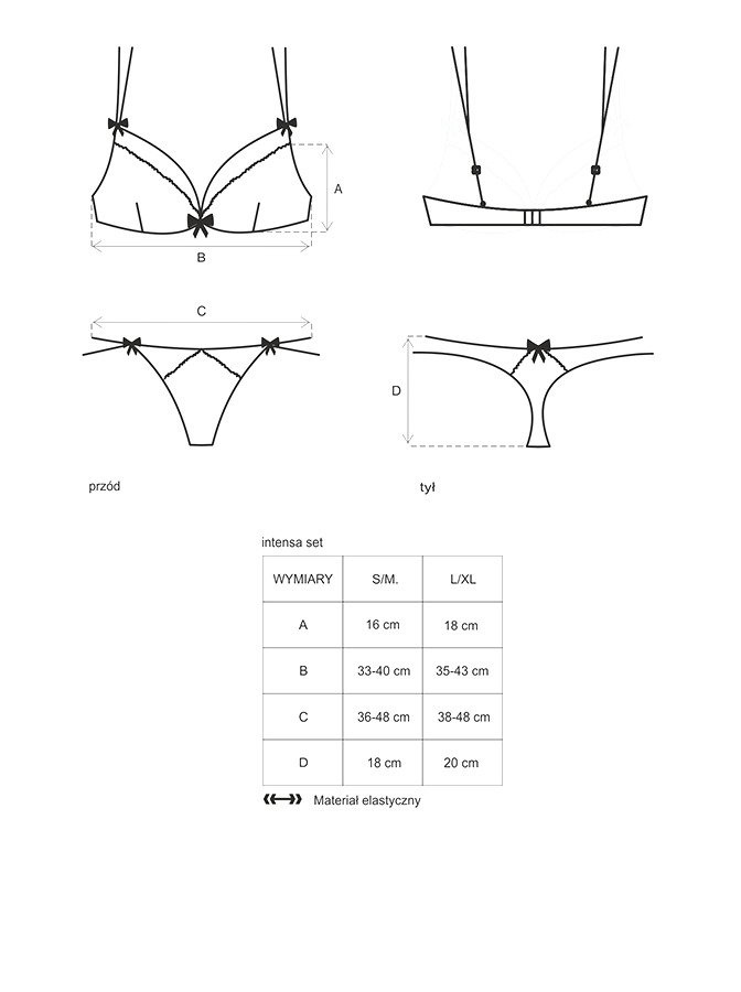 Zestaw Biustonosz i Stringi - Obsessive Intensa S/M