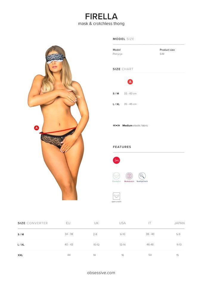 Zestaw Stringi i Maska - Obsessive Firella L/XL