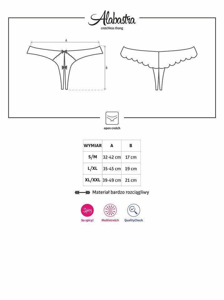 Otwarte Stringi Damskie - Obsessive Alabastra S/M