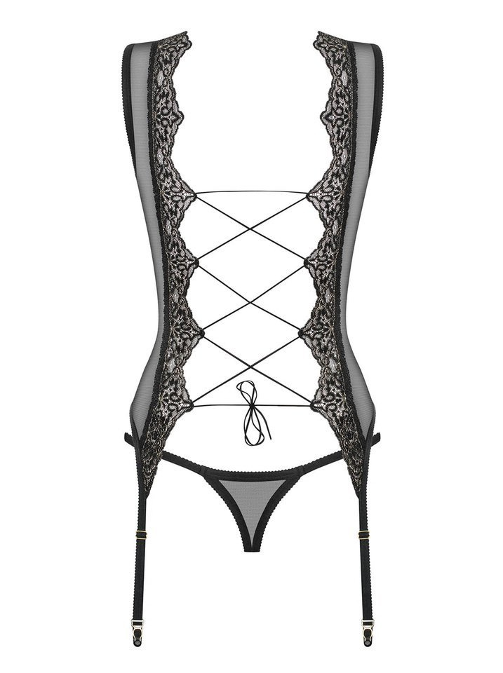 Prześwitujący Gorset i Stringi - Obsessive Meshlove  L/XL