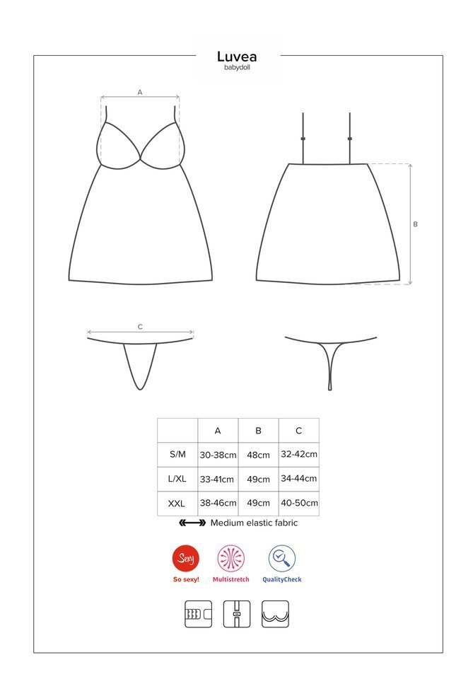 Elegancka Babydoll i Stringi  - Obsessive Luvae L/XL