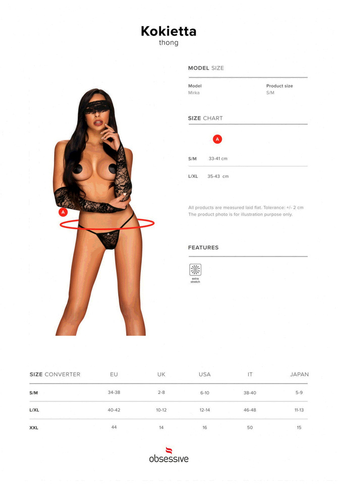Seksowne, Czarne Stringi - Obsessive Kokietta L/XL