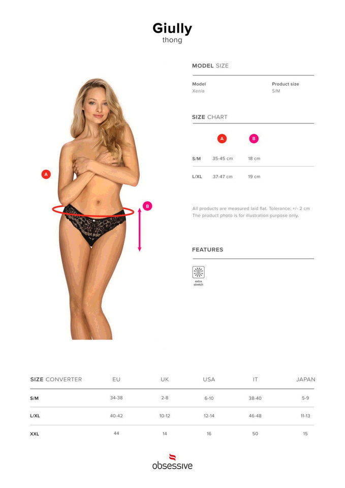 Koronkowe, Czarne Stringi - Obsessive Giully S/M