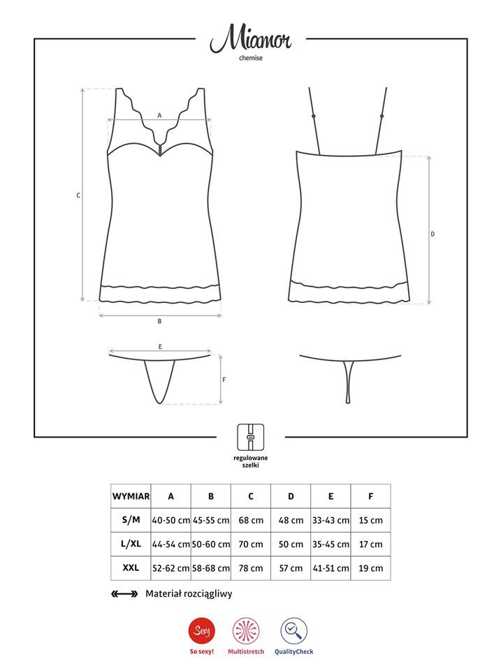 Piękna Koszulka i Stringi - Obsessive Miamor L/XL