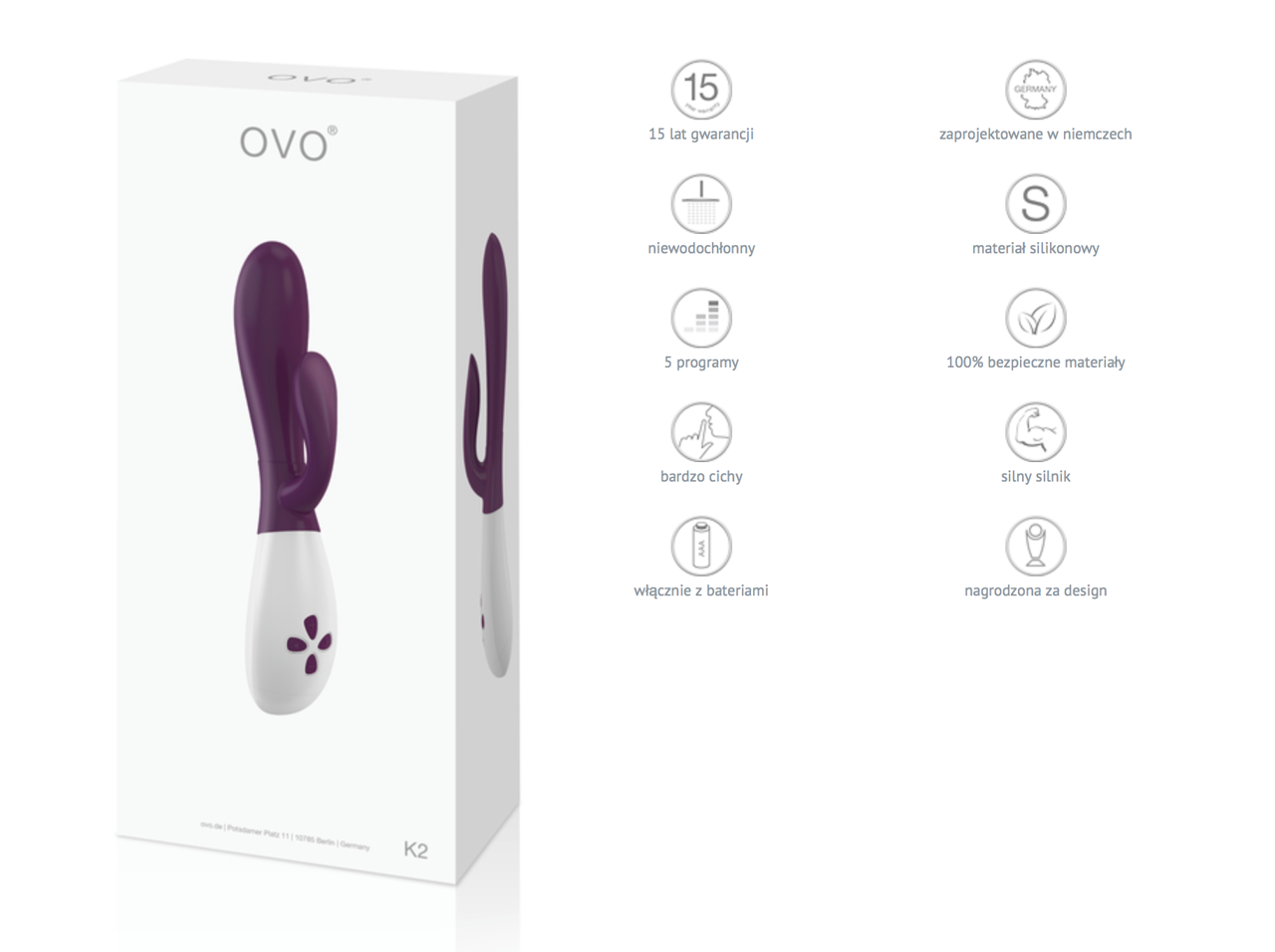 Wibrator Ze Stymulatorem Łechtaczki Ovo K2 Rabbit Blackberry White