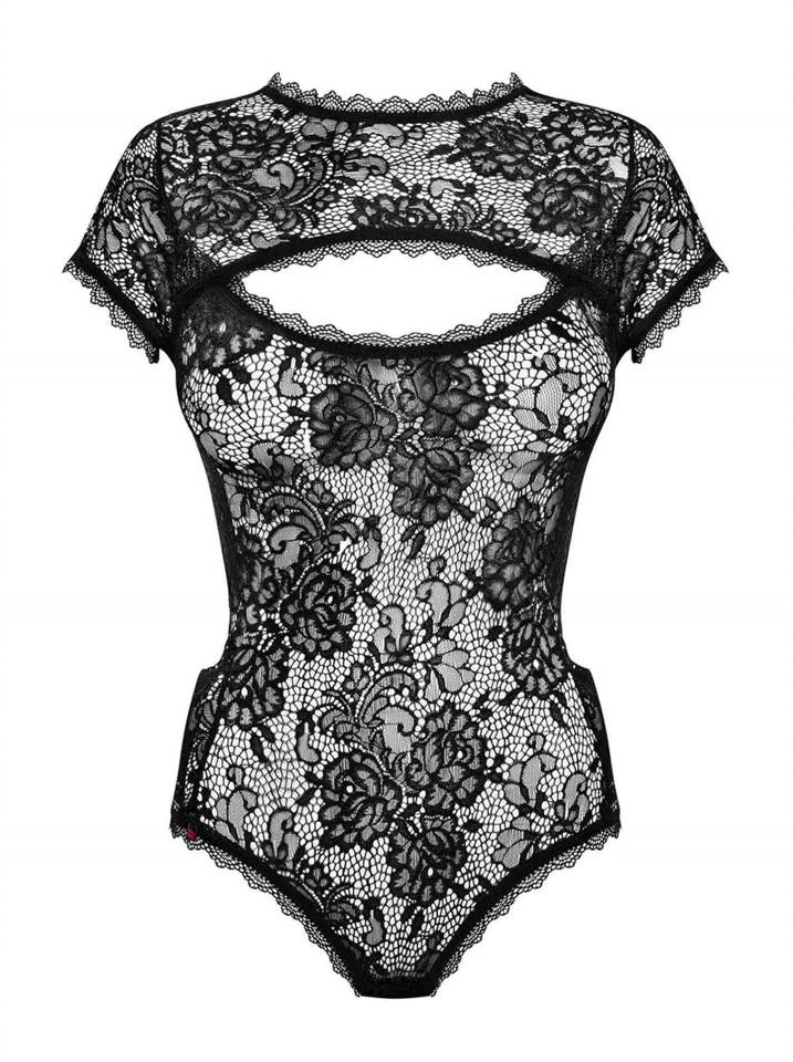 Czarne, Koronkowe Body - Obsessive Peonesia S/M