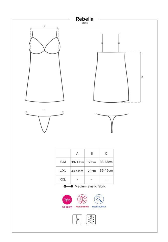 Czarna Sukienka i Stringi - Obsessive Redella L/XL