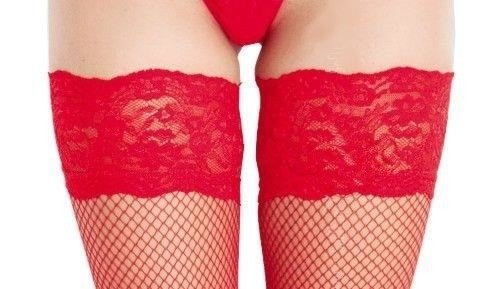 Czerwone Pończochy Samonośne Kabaretki SoftLine 5517 2-M