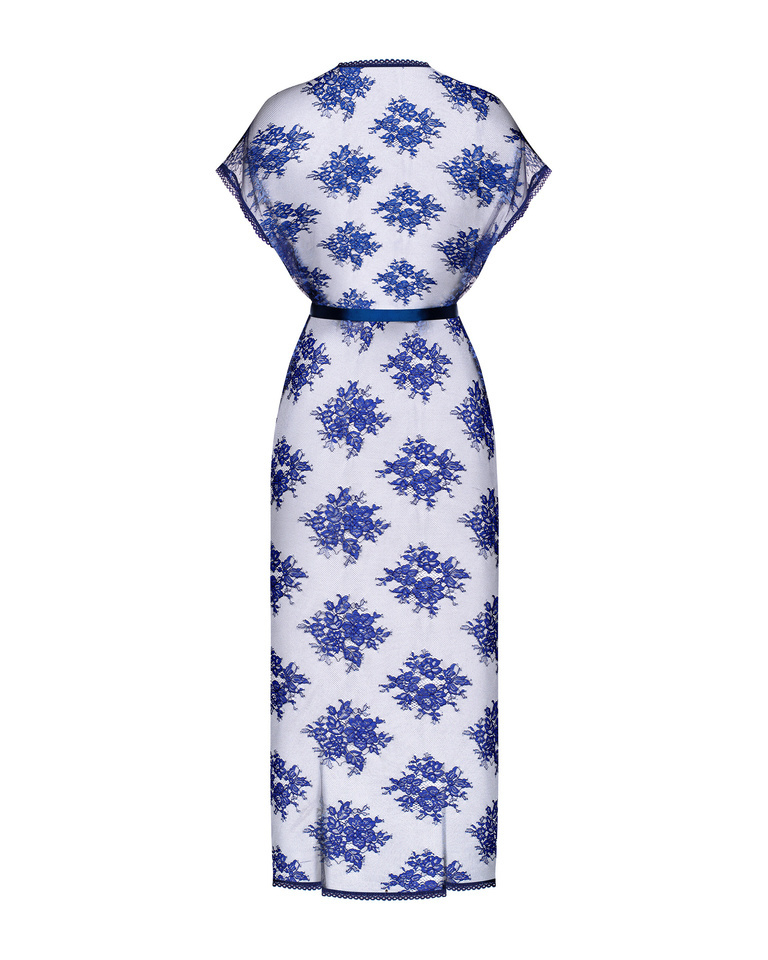 Prześwitujący Niebieski Szlafrok - Obsessive Flowlace L/XL
