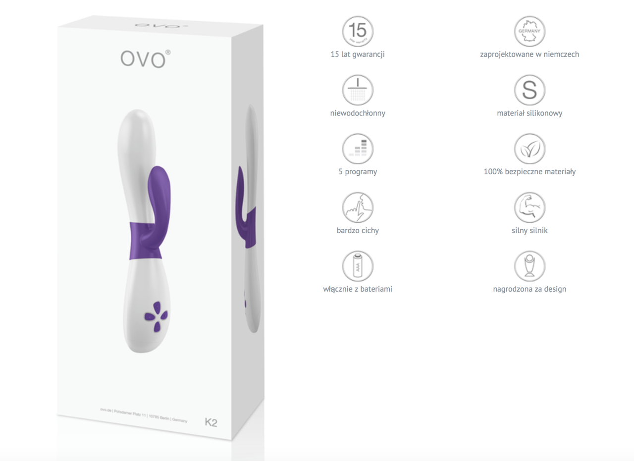 Wibrator Ze Stymulatorem Łechtaczki  Ovo K2 Rabbit Lilac White