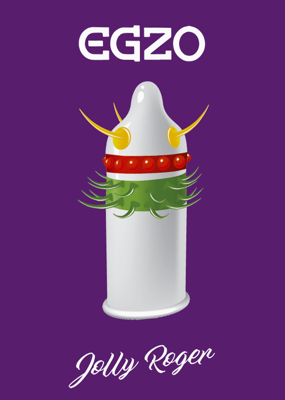 3 Typy Wypustek Stymulujących - Condom Egzo Jolly Roger