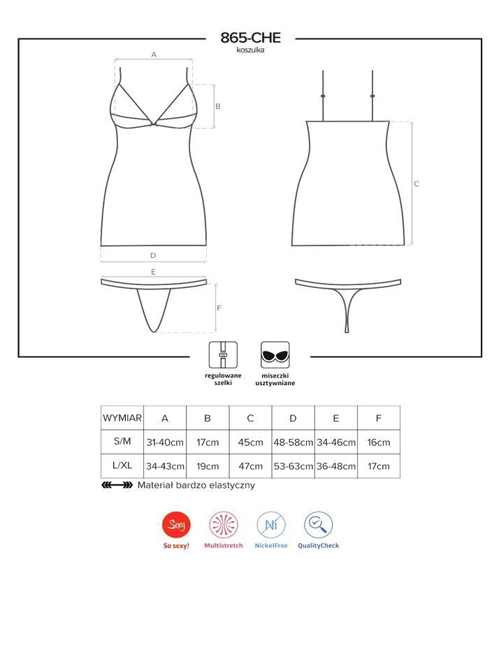 Seksowna Koszulka i Stringi - Obsessive 865-CHE-1 S/M