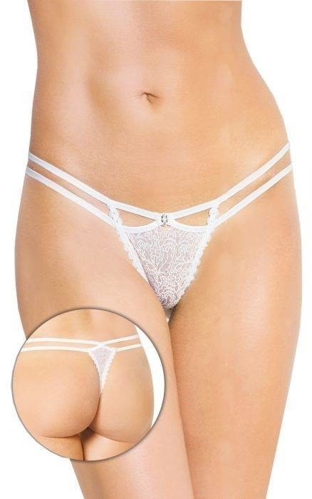 Ozdobne Białe Stringi Damskie 2450 Soft Line M/L