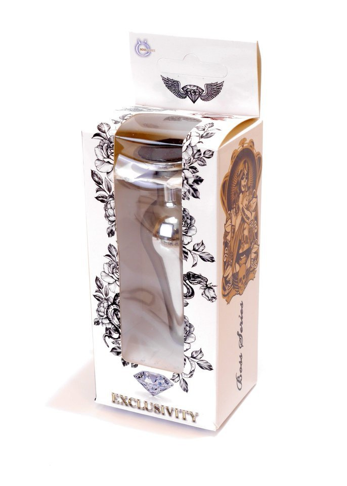 Srebrny Korek Analny Z Czarnym Kryształkiem Silver Butt Plug