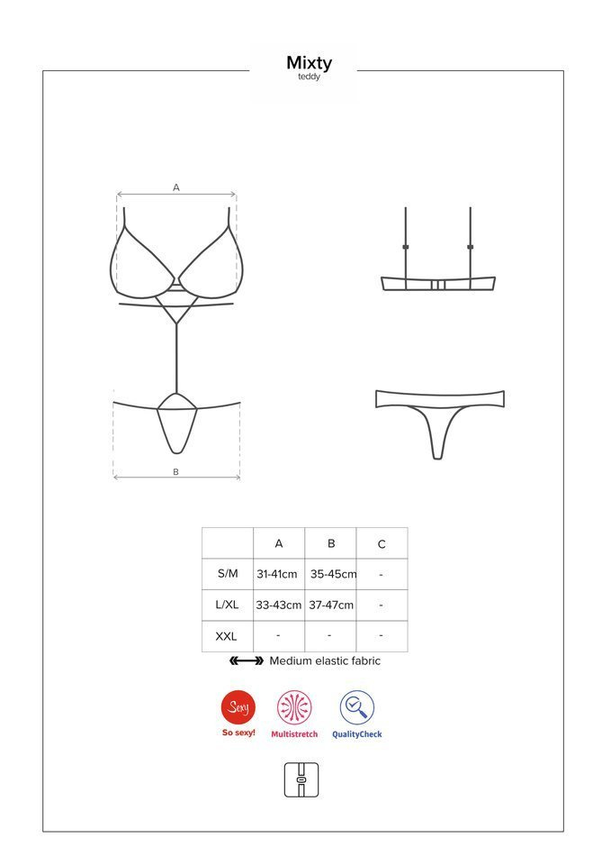 Zmysłowe Body z Paseczkami - Obsessive Mixty L/XL