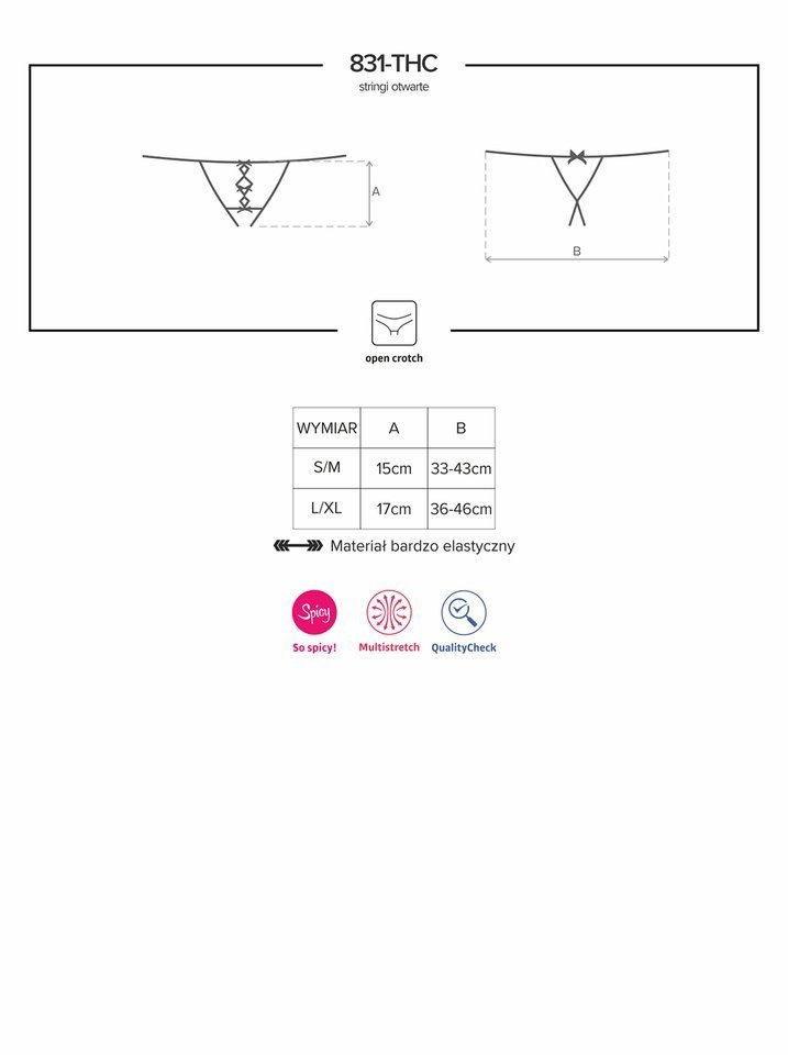 Otwarte Stringi Damskie - Obsessive 831-THC-1 S/M