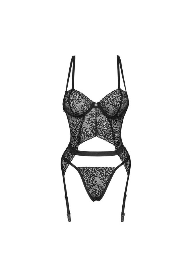 Czarny Gorset i Stringi - Obsessive Yaskana XS/S