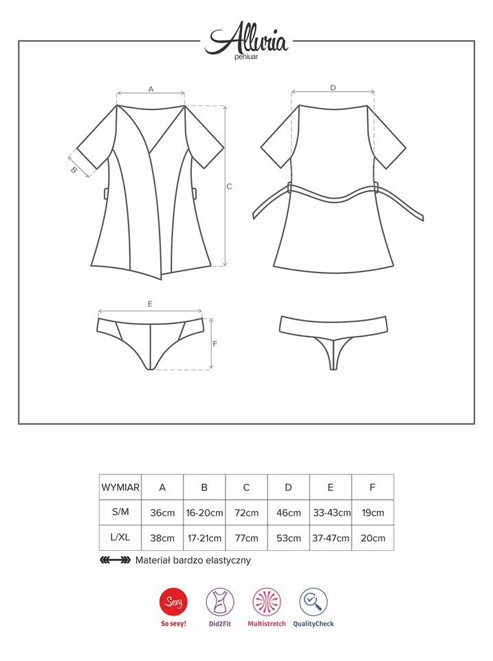 Uwodzicielski Peniuar i Stringi - Obsessive Alluria S/M