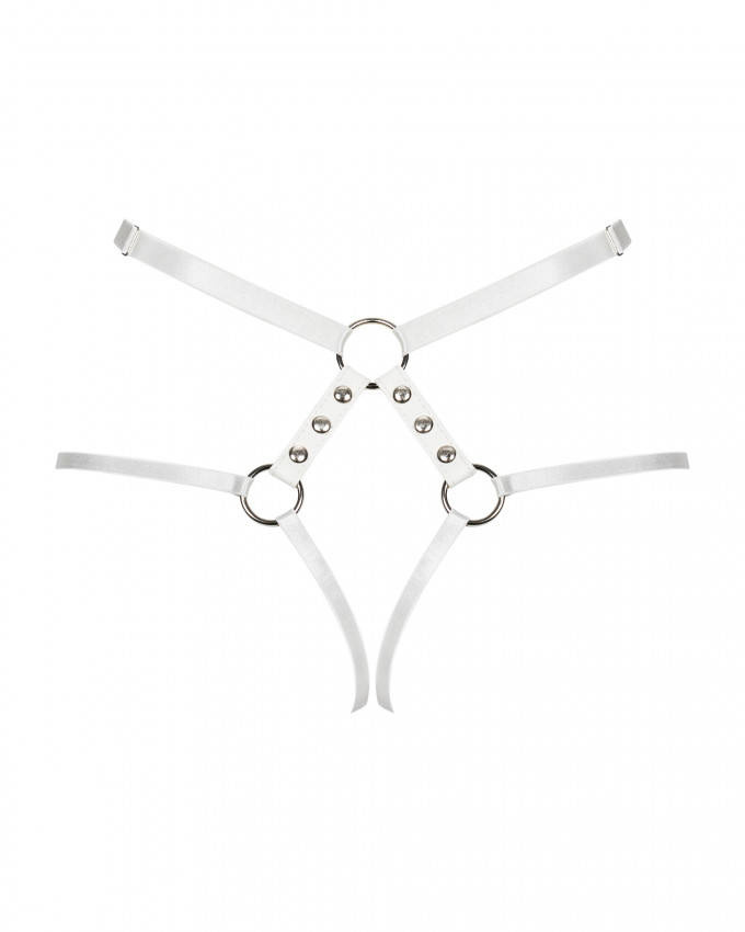 Biała, Skórzana Uprząż - Obsessive A758 S/M/L