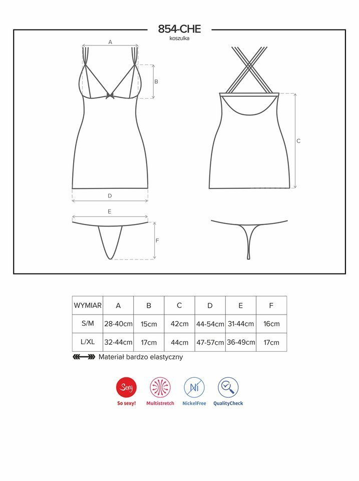 Koszulka i Stringi - Obsessive 854-CHE-1 S/M