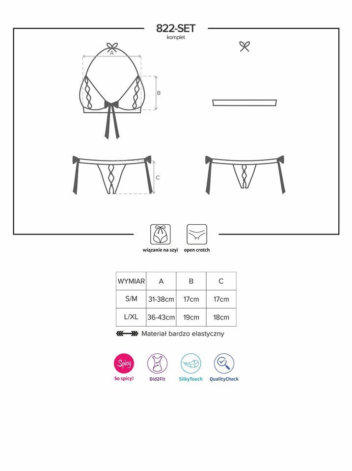 Czerwony Komplet - Obsessive 822-SET-3 L/XL