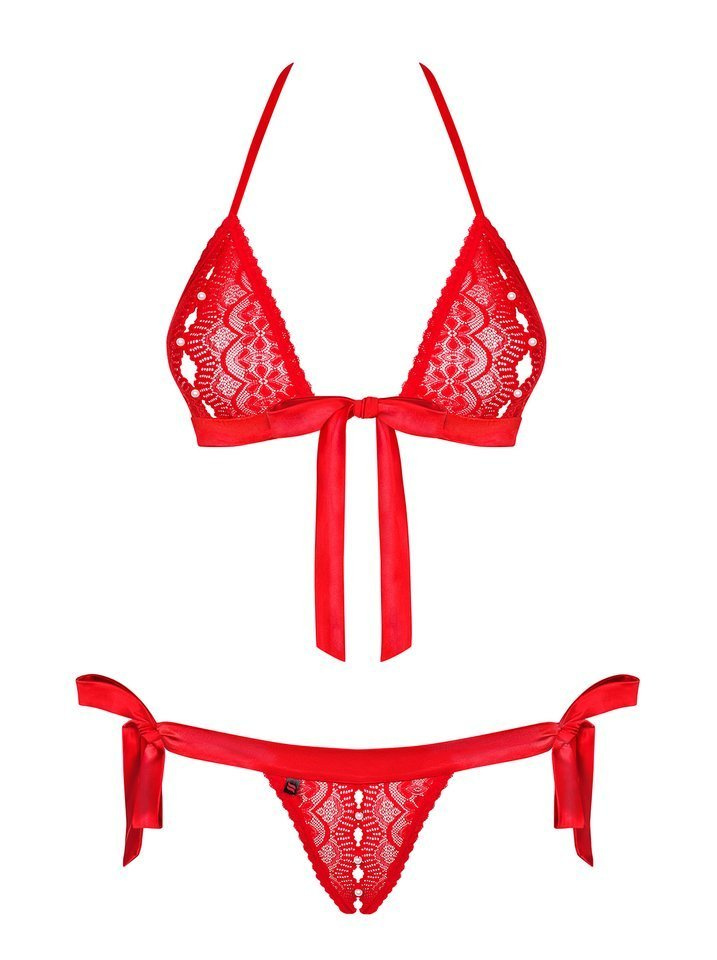 Czerwony Komplet - Obsessive 822-SET-3 L/XL