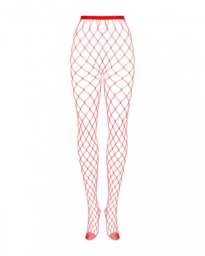 Czerwone Rajstopy Kabaretki - Obsessive S812 XL/XXL