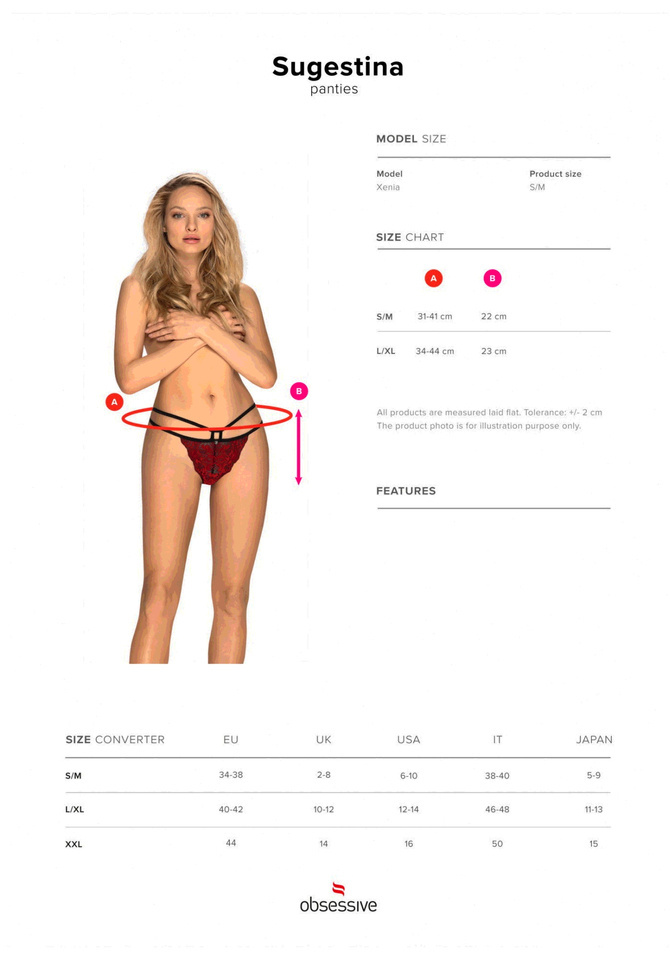 Seksowne, Czerwone Figi - Obsessive Sugestina L/XL