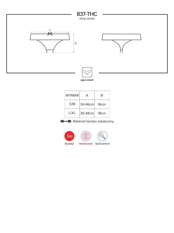 Otwarte Stringi Damskie - Obsessive 837-THC-1 S/M