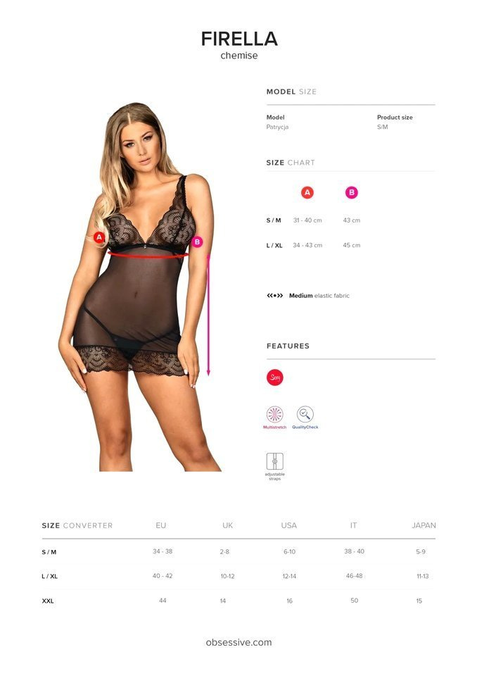 Seksowna Koszulka i Stringi - Obsessive Firella L/XL