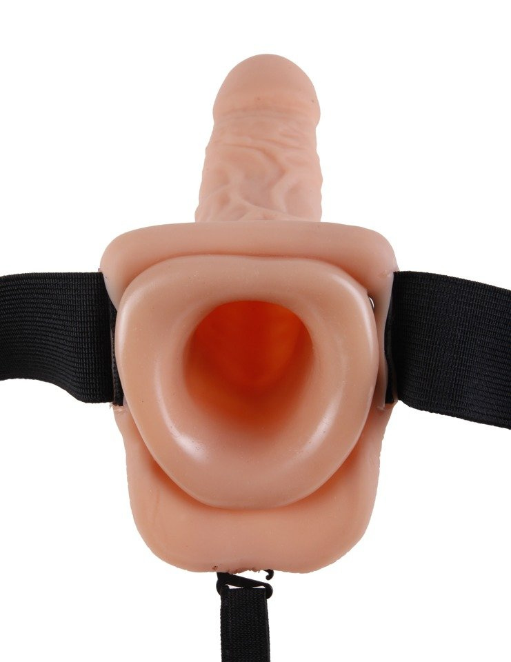 Męska Żelowa Proteza Penisa Z Wibracją - Fetish 9'' Vibrating Hollow Strap-On With Balls