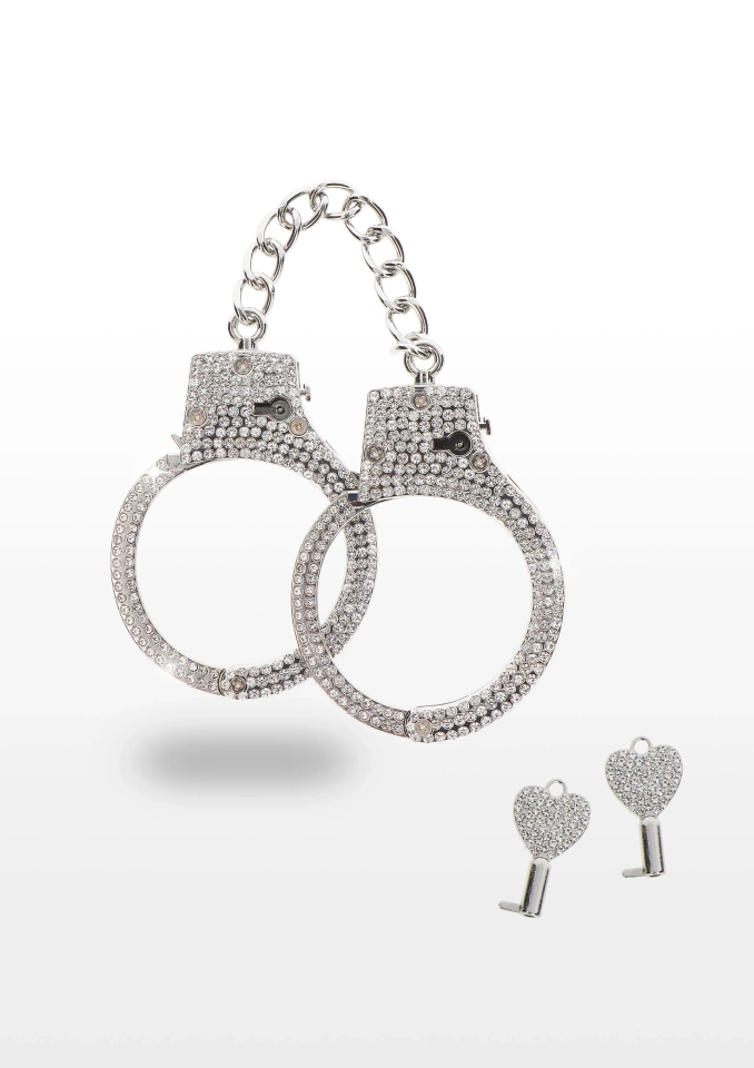 Kajdanki Z Kryształkami Srebrne Do Bdsm Taboom 17136