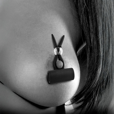 Wibrujące silikonowe pętle na sutki „Nipple Lassos” Czarny Fetish Fantasy