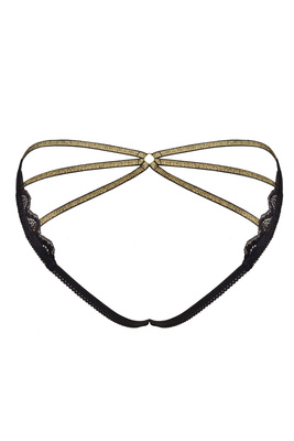 Otwarte Stringi Muled Black - Seksowna Koronka LivCo Corsetti