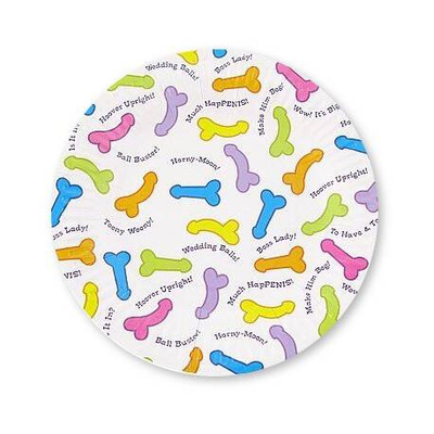 Talerze z Penisem na Wieczór Panieński – Zabawny Zestaw 6 szt. Imprezowe Talerzyki Papierowe 18 cm