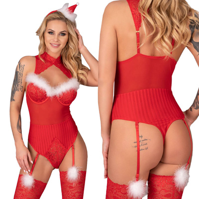 SEXY ŚWIĘTA Strój Mikołajki Body Limpid Snowflakes Livco Corsetti!