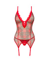Zestaw Jollymore Obsessive – Świąteczny Gorset i Stringi, Ognista Czerwień