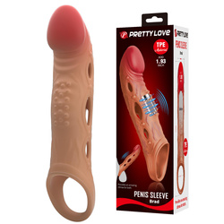 Nasadka na penisa z wibracją, wydłużenie 4,9 cm Pretty Love Brad