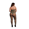 Body Zielone Le Desir PLUS SIZE z półgolfem koronkowe wstawki Bodystocking 26