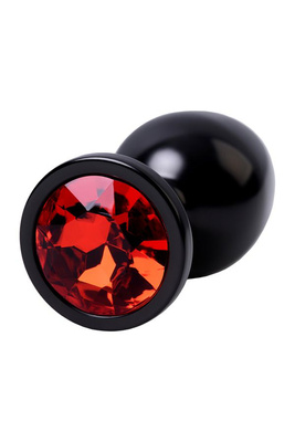 Black Anal Plug Red Cristal – czarny aluminiowy korek analny z kryształem