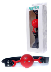 Knebel z oddychającą kulką Fetish Breathable Ball Gag Red regulowany BDSM