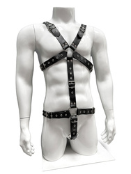 Body męskie z kółkiem na penisa Leder 3006