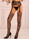 Błyszczące Pończochy Kabaretkowe Z Pasem Grarddis LivCo Corsetti – Zdobione Dżetami