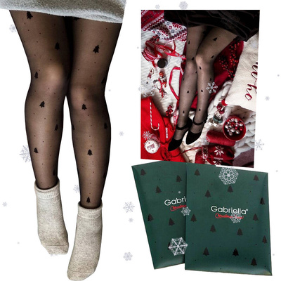 Świąteczne Rajstopy Christmas 20 DEN – Choinki i Kropki | Gabriella 516