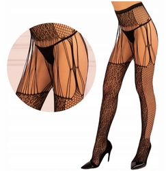 Pończochy Lamean 20 DEN LivCo Corsetti z Pasem – Siateczka i Seksowne Wycięcia